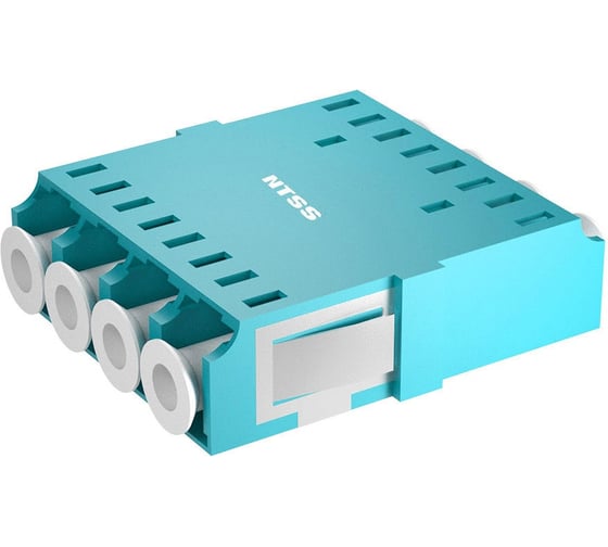 Адаптер оптический NTSS PREMIUM квадро LC OM3 AQUA, бесфланцевый NTSS.4LC/U-PM-OM3-AQ 1