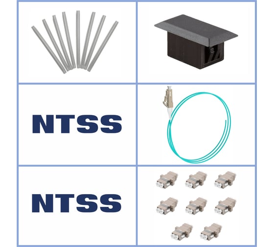Кросс оптический настенный NTSS Микро, укомплектованный, 2 порта LC/UPC duplex, 50/125 мкм ОМ3 (сплошная панель, ложемент, пигтейлы, КДЗС, адаптеры) серый RAL 7035 NTSS-WFOBМк-2-2LC/U-503-SP1.5G0AY