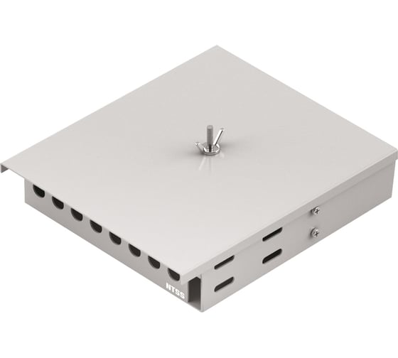 Кросс оптический настенный NTSS Микро 8, укомплектованный, 4 порта ST/UPC, 50/125 мкм ОМ3 (сплошная панель, ложемент, пигтейлы, КДЗС, адаптеры) серый RAL 7035 NTSS-WFOBМк-4(8)-ST/U-503-SP1.5G0AY 1