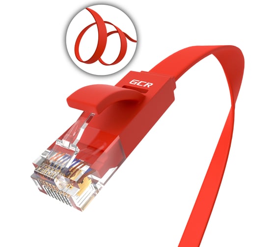 Патч-корд RJ45 GCR PROF 0.15m, UTP медь категории 6, красный, 30 AWG, 10 Гбит/с, T568B VIVLNIC624-0.15m