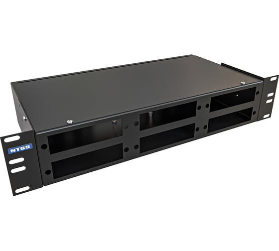 Кросс оптический NTSS 19'' частично укомплектованный 2U, 32/48 портов FC/ST (планки FC/ST-6шт, планка-заглушка-2шт, сплайс-кассета-2шт) черный RAL 9005 NTSS-RFOB-2U-32/48-FC/ST-S0020-BL 1