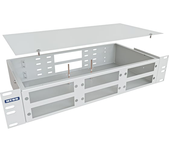 Кросс оптический NTSS 19'' частично укомплектованный 2U, 32/48 портов SС (планки SC-6шт, планка-заглушка-2шт, сплайс-кассета-2шт) серый RAL 7035 NTSS-RFOB-2U-32/48-SC-S0010