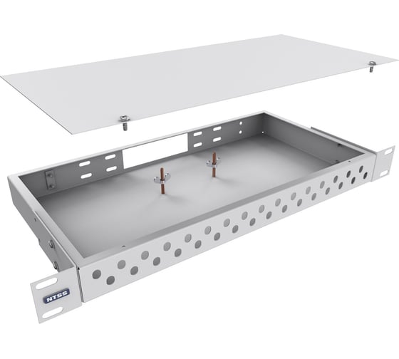Кросс оптический NTSS 19'' частично укомплектованный 1U, 32 порта FC/ST (сплошная панель, сплайс-кассета-1шт) серый RAL 7035 NTSS-RFOB-1U-32-FC/ST-S0000
