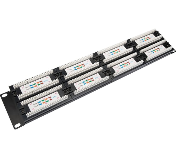 Панель коммутационная DATAREX кат.5е, UTP, 19, 2U, 48хRJ45, 568A/В, черный с организатором DR-405100