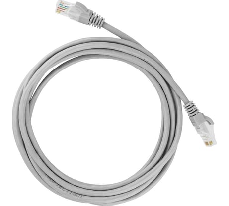 Патч-корд народный интернет кабель U/UTP Cat 5e 4PR 24AWG PVC, литой 3 м, серый TDM ELECTRIC SQ0115-0005