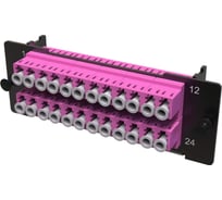 Адаптерная планка DKC с установленными 12xLC Duplex адаптерами цвет адаптера пурпурный, OM4, 1 HU 1 шт RNAP12L1U4