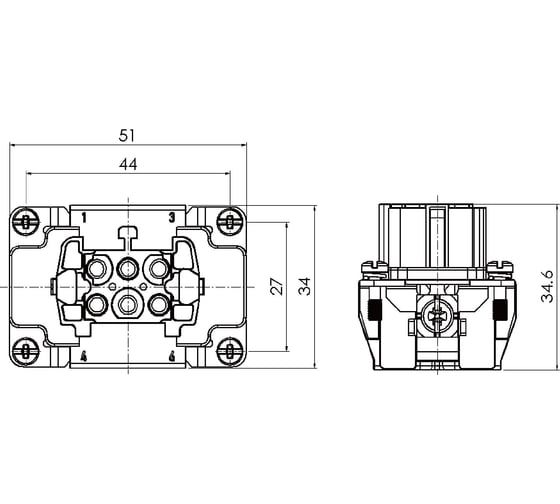 Контактная вставка BEISIT, разъем на 6 контакта (PIN) 16A, HE-006-F