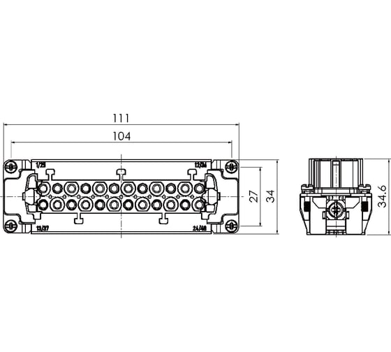 Контактная вставка BEISIT, разъем на 24 контакта (PIN) 16A, HE-024-F