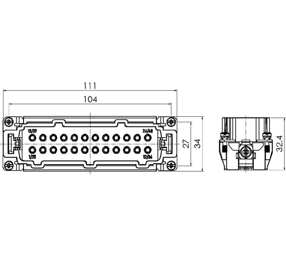 Контактная вставка BEISIT, разъем на 24 контакта (PIN) 16A, HE-024-M