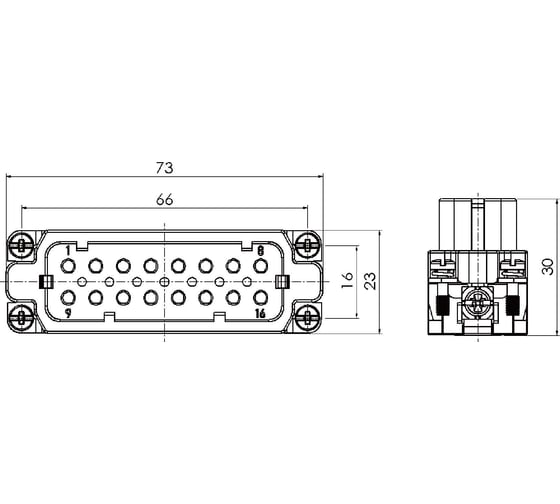 Контактная вставка BEISIT, разъем на 16 контакта (PIN) 16A, HA-016-F