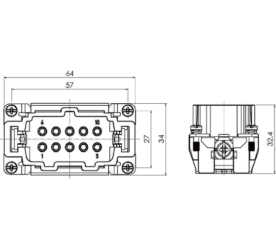 Контактная вставка BEISIT, разъем на 10 контакта (PIN) 16A, HE-010-M