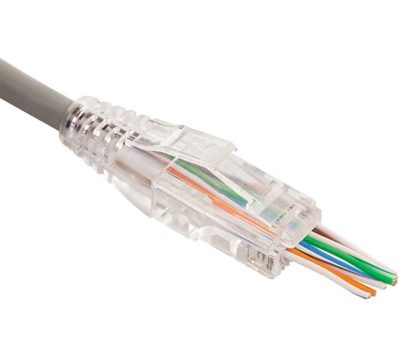 Коннектор LANMASTER RJ45, тип EZ 8P8C, UTP, cat.6, универсальный, 100 шт. LAN-EZ45-8P8C/U6-100