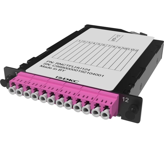 Претерминированная кассета DKC 12ОВ 50/125 OM4, 1xMTP 12 f/6xLC Duplex, 1/2 HU 1 ШТ RNCTFLHU124 1