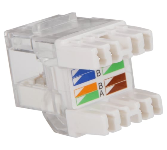 Модуль LANMASTER Keystone RJ45, категория6, UTP, 180 градусов, белый, с индикатором, LAN-OKi45U6/180