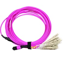 Кабельная сборка LANMASTER MPO-12LC, 12 волокон, OM4, LSZH, 1 м, розовая LAN-12M-12LC/OM4-1.0