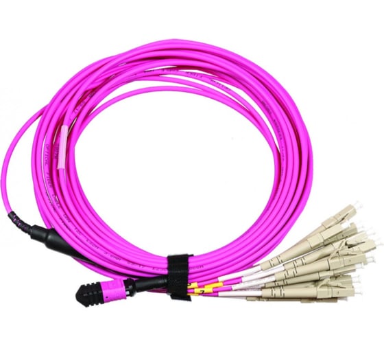 Кабельная сборка LANMASTER MPO-12LC, 12 волокон, OM4, LSZH, 5 м, розовая LAN-12M-12LC/OM4-5.0