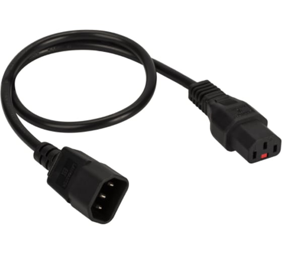 Шнур питания с блокировкой LANMASTER C13-C14, 3х0.75, 220В, 10А, черный, 1.5 м LAN-PP13L/14-1.5-BK