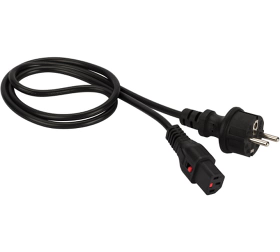 Шнур питания с блокировкой LANMASTER C13-Schuko прямая, 3х0.75, 220В, 10А, 1.5 м LAN-PP13L/SH-1.5-BK 1