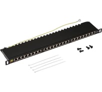 Патч-панель LANMASTER STP, 19, 24 порта RJ-45, категория 5e, 0.5U, компактная, LAN-PPC24S5E