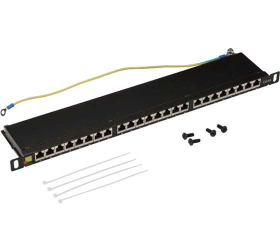 Патч-панель LANMASTER STP, 19, 24 порта RJ-45, категория 6A, 0.5U, компактная, LAN-PPC24S6A 1
