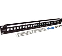 Наборная патч-панель LANMASTER 19 компактная, экранированная, 24 порта, 0.5U LAN-PPC24OK-STP