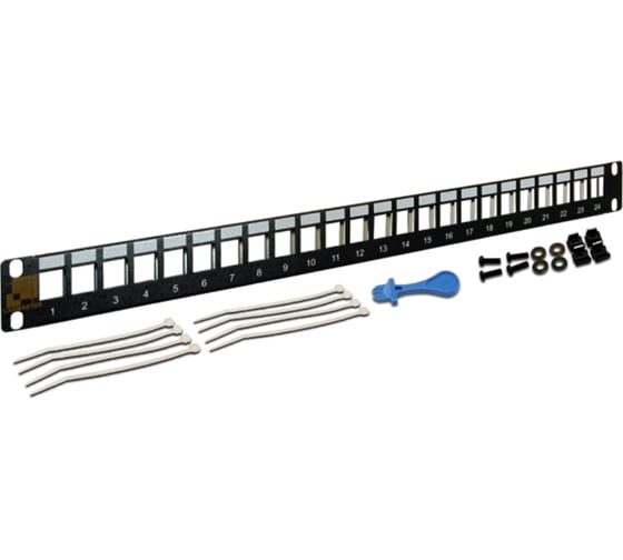 Наборная патч-панель LANMASTER 19, экранированная, 24 порта, 1U LAN-PP24OK-STP