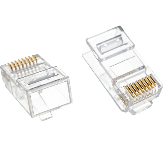 Коннектор TWT RJ45 UTP 8P8C, универсальный, со вставкой, cat.6, 100 шт. PL45-8P8C-6V 1