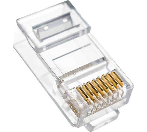 Коннектор TWT RJ45 UTP 8P8C, универсальный, со вставкой, cat.6, 100 шт. PL45-8P8C-6V