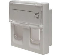 Лицевая панель SUPRLAN 2 порта, 45x45, Keystone, шторки, откидное маркировочное окно 10-0302