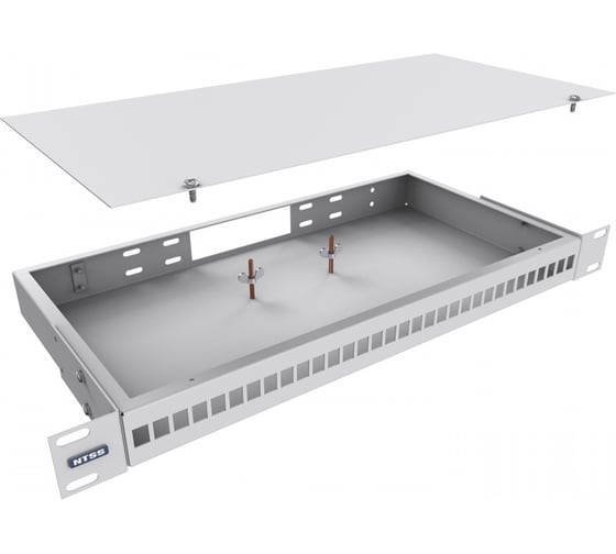 Кросс оптический NTSS 19'' частично укомплектованный 1U, 32 порта 2LC (сплошная панель, сплайс-кассета-2шт) серый RAL 7035 NTSS-RFOB-1U-32-2LC-S0000