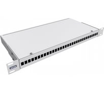 Кросс оптический NTSS 19'' частично укомплектованный 1U, 32 порта SC (сплошная панель, сплайс-кассета-1шт) серый RAL 7035 NTSS-RFOB-1U-32-SC-S0000