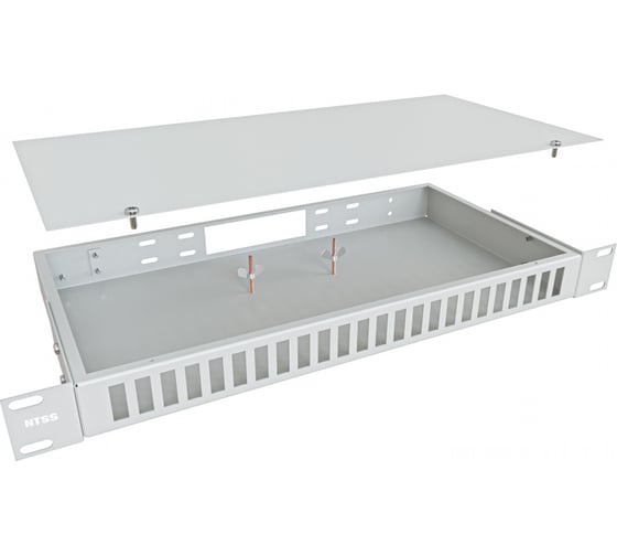 Кросс оптический NTSS 19'' частично укомплектованный 1U, 24 порта LC quadro (сплошная панель, сплайс-кассета-3шт) серый RAL 7035 NTSS-RFOB-1U-24-4LC-S0000
