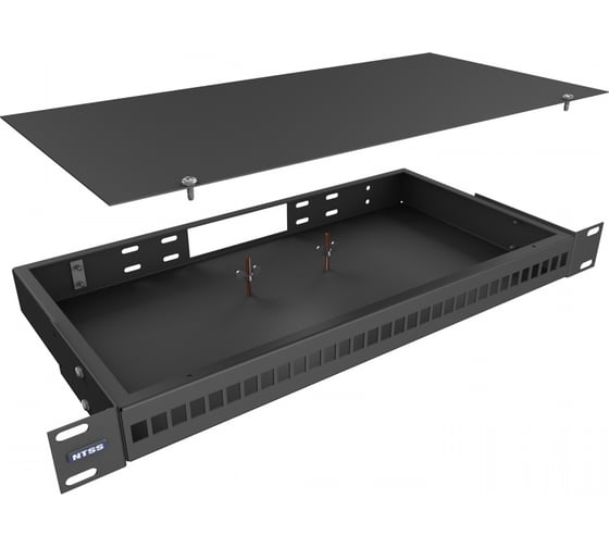 Кросс оптический NTSS 19'' частично укомплектованный 1U, 32 порта 2LC (сплошная панель, сплайс-кассета-2шт) черный RAL 9005 NTSS-RFOB-1U-32-2LC-S0000-BL