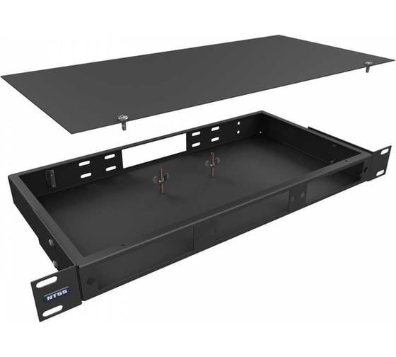 Кросс оптический NTSS 19'' частично укомплектованный 1U, 8/16/24 портов LC duplex (планки 2LC-3шт, планка-заглушка-2шт, сплайс-кассета-2шт) черный RAL 9005 NTSS-RFOB-1U-8/16/24-2LC-S0010-BL