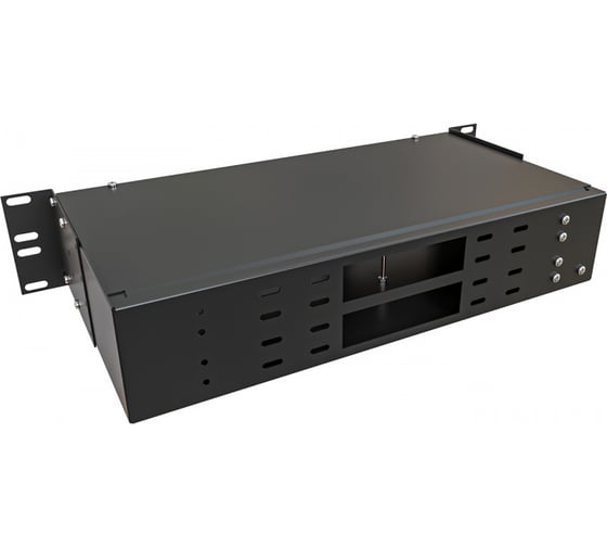 Кросс оптический NTSS 19'' частично укомплектованный 2U, 32/48 портов SС (планки SC-6шт, планка-заглушка-2шт, сплайс-кассета-2шт) черный RAL 9005 NTSS-RFOB-2U-32/48-SC-S0010-BL