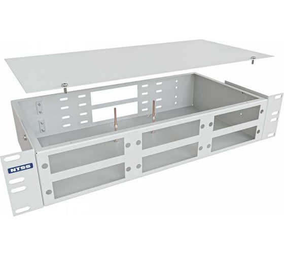 Кросс оптический NTSS 19'' частично укомплектованный 2U, 32/48 портов FC/ST (планки FC/ST-6шт, планка-заглушка-2шт, сплайс-кассета-2шт) серый RAL 7035 NTSS-RFOB-2U-32/48-FC/ST-S0020