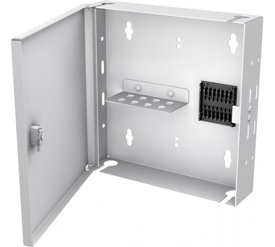 Кросс оптический настенный NTSS Мини, укомплектованный, 4 порта ST/UPC, 50/125 мкм ОМ3 (сплошная панель, ложемент, пигтейлы, КДЗС, адаптеры) серый RAL 7035 NTSS-WFOBМн-4-ST/U-503-SP1.5G0AY