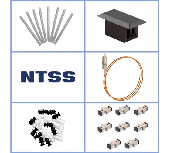 Кросс оптический настенный NTSS Мини, укомплектованный, 4 порта SC/UPC, 50/125 мкм (планка, ложемент, пигтейлы, КДЗС, адаптеры) серый RAL 7035 NTSS-WFOBМн-4-SC/U-50-SP1.5G1AY