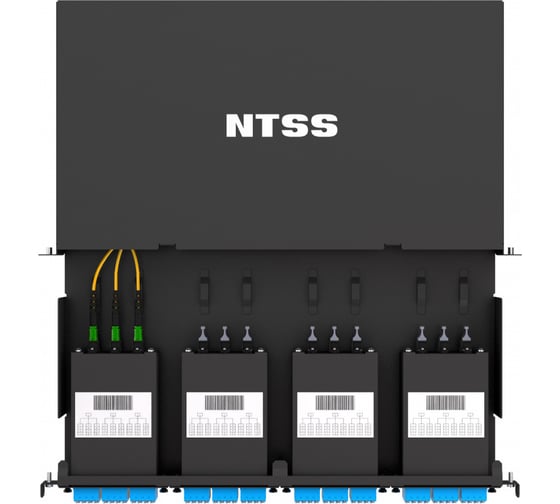 Кросс распределительный стоечный выдвижной NTSS 19” STANDART 1U, 4 кассеты MPO, черный NTSS-RsFOB-ST-1U-C04-MPO-BL