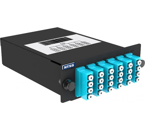 Кассета кроссовая NTSS PREMIUM 1 разъем MTP/UPC (male) 50/125 OМ3, на 24 LC/UPС (6 QLC/UPC), полярность А, черный NTSS-C-PM-503-1xMTP(m)/U-24xLC/U-A-BL 1