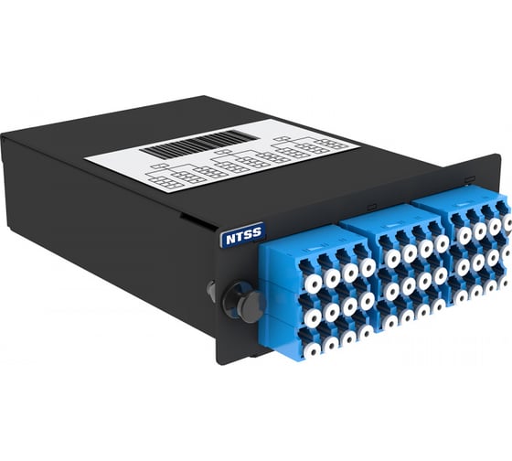 Кассета кроссовая NTSS STANDART 3 разъема MPO/АPC (male) 9/125, на 36 LC/UPС (9 QLC/UPC), полярность А, черный NTSS-C-ST-9-3x12MPO(m)/A-36xLC/U-A-BL 1