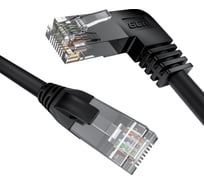 Прямой литой патч-корд GCR 1.0m UTP категории 5e, черный левый угол, RJ45, T568B, VIV53I127