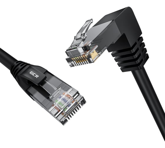 Прямой литой патч-корд GCR 3.0m UTP категории 5e, черный, нижний угол, RJ45, T568B, VIV53I197