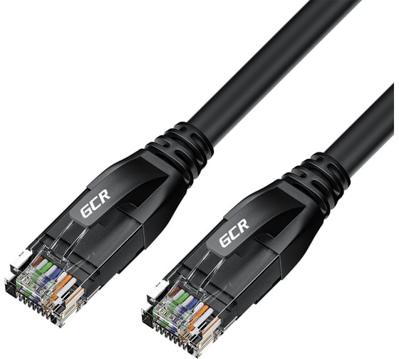 Прямой литой патч-корд GCR PROF 0.5m, UTP медь категории 5e, черный, 24 AWG, 1 Гбит/с, RJ45, T568B, VIV53I121