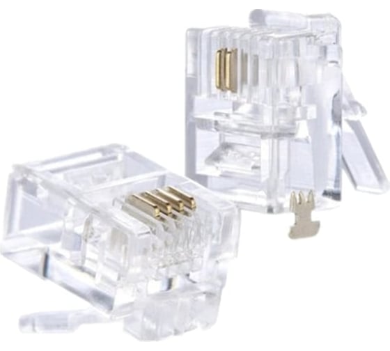 Коннектор для телефонного кабеля Retic 6P2C (RJ-11) медный, 1000 шт CN-6P2C-U-RTC/1000
