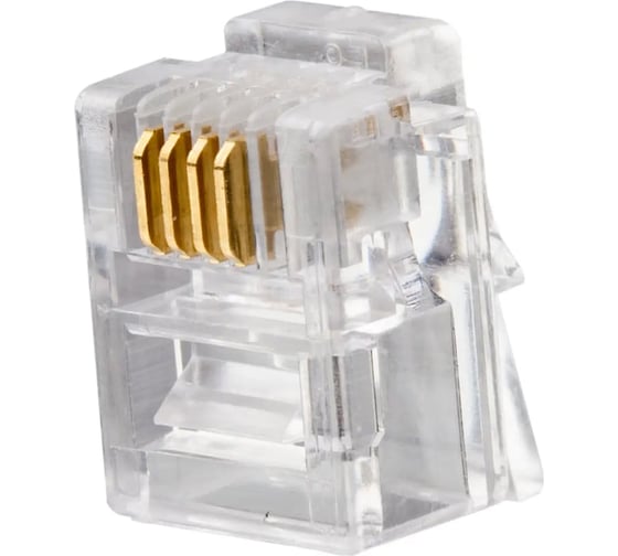 Коннектор для телефонного кабеля Retic 6P4C (RJ-11) медный, 1000 шт CN-6P4C-U-RTC/1000