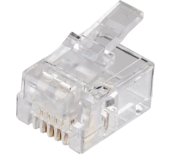 Коннектор для телефонного кабеля Retic 6P4C (RJ-11) медный, 1000 шт CN-6P4C-U-RTC/1000