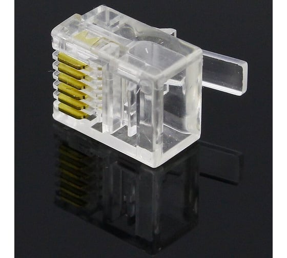 Коннектор для телефонного кабеля Retic 6P6C (RJ-12) медный, 1000 шт CN-6P6C-U-RTC/1000