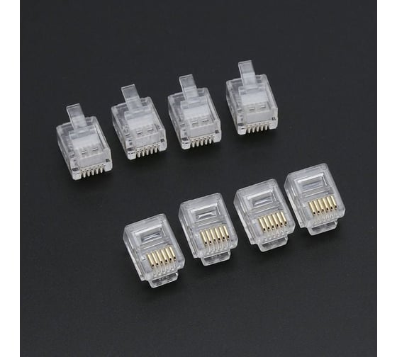 Коннектор для телефонного кабеля Retic 6P6C (RJ-12) медный, 1000 шт CN-6P6C-U-RTC/1000