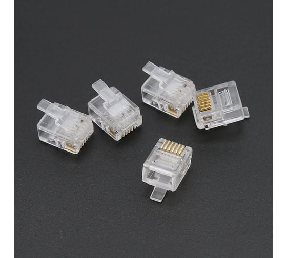 Коннектор для телефонного кабеля Retic 6P6C (RJ-12) медный, 1000 шт CN-6P6C-U-RTC/1000